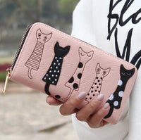 FLYING BIRDS! 2016 women wallets leather wallet long style dollar price Women bag card holder cartoon cat coin purse  LS8723fb