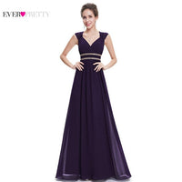 Formal Evening Dresses Long EP08697 Ever Pretty Women Elegant Navy Blue White V neck Sleeveless Empire Evening Dresses 2017 New