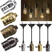 Mising E27 Edison Vintage Retro Lamp Base Holder Pendant Bulb Light Screw Socket 4 Colors With Switch/No Switch 110V-220V