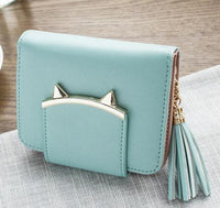 FLYING BIRDS Cute Cat Leather Wallet Trifold Slim Mini Women Small purses Female Purse Coin Card Holder bag Dollar price A70fb