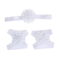2017 3pcs Cute Foot Flower Barefoot Sandals+Headband  Set Solid Color  Elastic Hair Bands Cute Kids Headbands #LSW