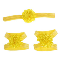 2017 3pcs Cute Foot Flower Barefoot Sandals+Headband  Set Solid Color  Elastic Hair Bands Cute Kids Headbands #LSW