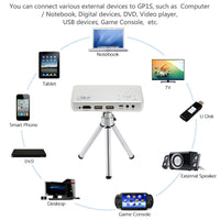 1Pcs Mini Portable Projector GP1S DLP Projector 2400mAh Li-ion Battery Full HD 1080P Theater 600 : 1 Contrast Ratio with Tripod
