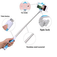 18.5-80cm Mini Portable Selfie Stick For iphone Samsung SmartPhone Universal Monopod Candy Colors Extendable Wired Sticks Tripod