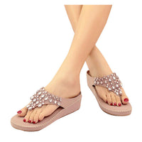 HEE GRAND Princess Rhinestone Woman Flip Flops Summer Style Sweet Girls' Women's Shoes 5cm Heel Casual Beach Slippers XWT310