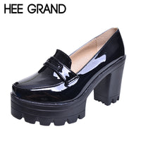 HEE GRAND Fashion Sweet PU Leather Thick Heel Women Shoes, Platform Slip-on Casual Single Shoes For Women Drop Shipping XWD1334