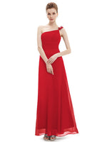[Clearance Style]  Evening Dress Ever-Pretty HE09596 One Shoulder Long Flower Ruffles Chiffon Formal Evening Dresses