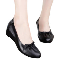 HEE GRAND Women Pumps Solid Simple Top PU Leather Wedge 5cm Heel Spring Autumn Women's Shoes for Mother Plus Size 40 XWD5221