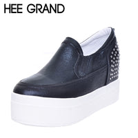 HEE GRAND Spring Women's Shoes Revits Thick Bottom Casual Shoes Woman Slip-on Solid Platform Creppers XWD5166